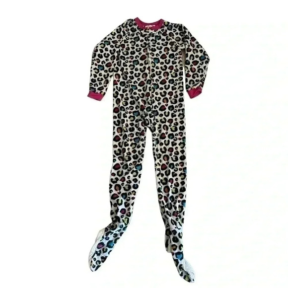 Beverly Hills Princess Neon LEOPARD Sleeper One-Piece PJ's Girls SZ 10 #2061 - Picture 1 of 10